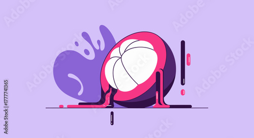 Mangosteen Fruit Illustration Showing Freshness and Vibrant Colors On a Minimalist Approach