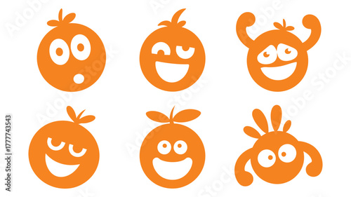 Vector Orange cartoon characters with different expressions, perfect for adding a touch of fun to your designs