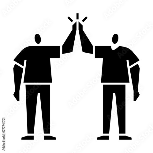 high five glyph icon. teamwork illustration.