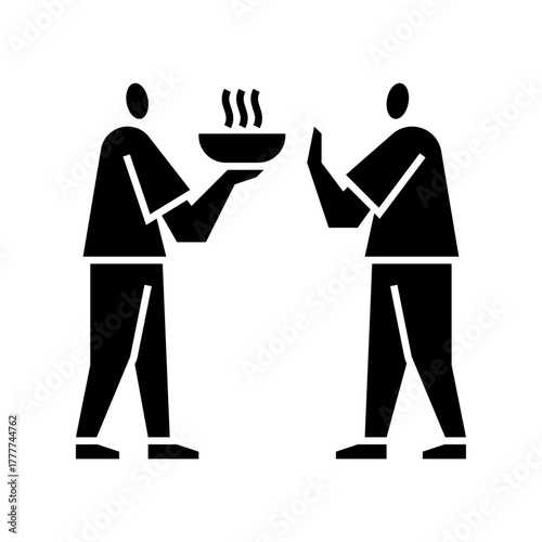 sharing food glyph icon. giving food illustration.