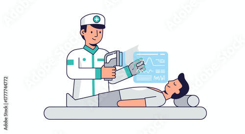 Medical Professional Performing a Temperature Check on Patient's Forehead