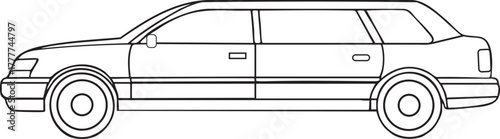Limousine station wagon blueprint illustration for vehicle design and creative drawing