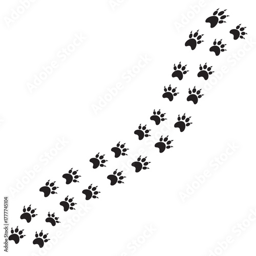 Paw footprint of dog or cat.