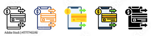 Mobile Payment Icon Different Style Outline Collection Set 