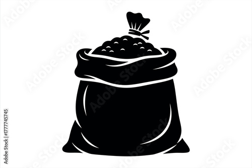 Full open sack of grain vector icon