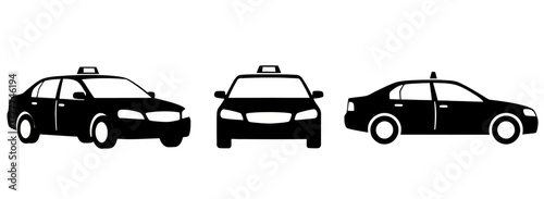 Black taxi cab icons for urban transport service
