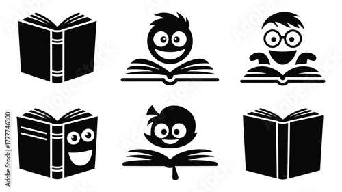 Vector Collection of whimsical book characters, ideal for promoting literacy and engaging young readers with their expressive faces