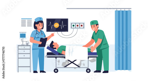 Medical Professionals Attending A Patient Undergoing Medical Evaluation And Examination