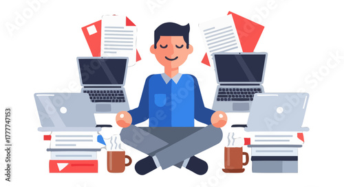Meditative Workspace: Achieving Calm Amidst Technological Tasks and Overwhelming Documents
