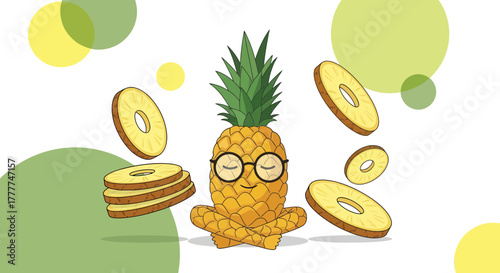 Meditating Pineapple Pondering Tropical Fruits In A Playful, Positive Illustration