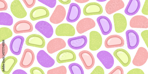 Japanese mochi dessert background. Traditional sweet rice cake. Perfect for Asian food design, packaging, menu decoration, or cute dessert graphics.