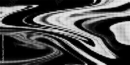 Grunge halftone gradient background. Faded grit noise texture. White and black sandy wallpaper. Retro pixelated backdrop. Anime or manga style comic overlay
