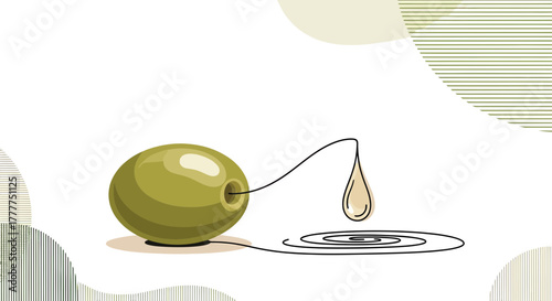 Olive Extraction: A Minimalist Illustration of Healthy Oil Production and Artistic Design