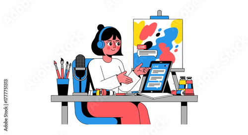 Online Artist Creative Workstream: Live Painting Session with Digital Tablet and Display