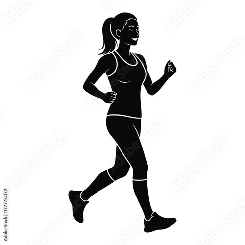 Female Runner jogging smiling happy silhouette