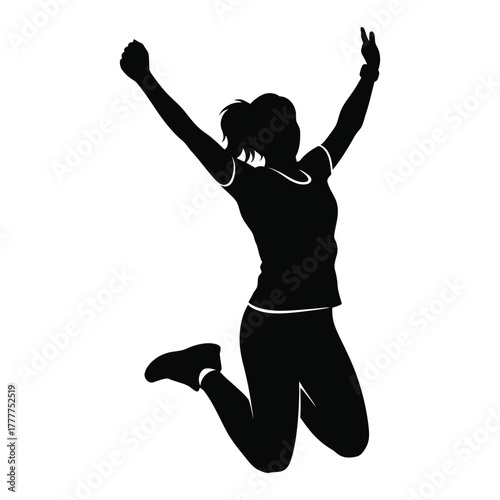 Jumper silhouette woman celebrating victory