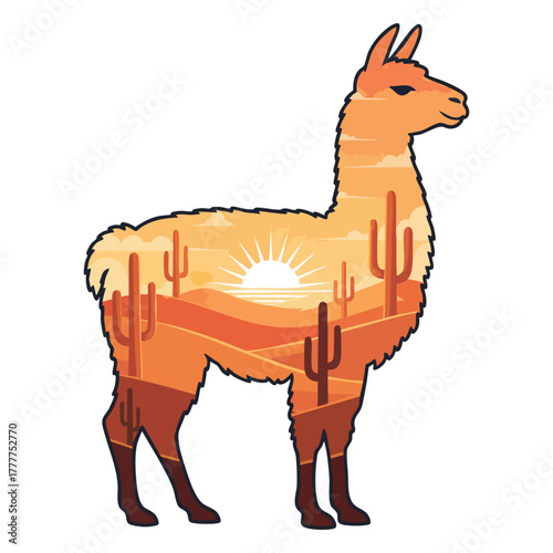Stylized Llama Silhouette - Farm Animal and Peruvian Culture Symbol