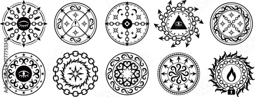 ダークな魔法陣10種セット　ブラック