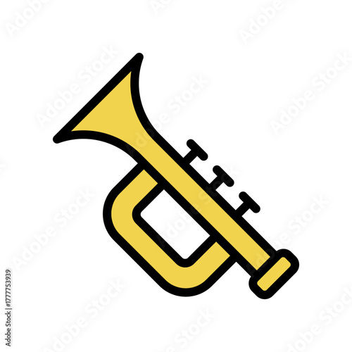 Bright Yellow Trumpet Illustration For Music, Jazz, Band, And Instrumental Art Projects
