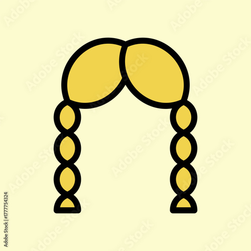 Playful Yellow Braids Crown: A Minimal Hairstyle Illustration for Fashion Concepts