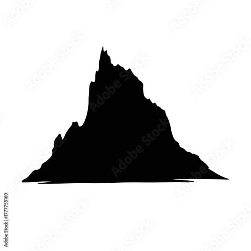 Black silhouette of Mount Sinai. Biblical mountain icon from the story of Moses and the Ten Commandments. Minimalist graphic symbol