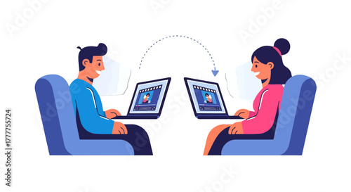 Online Video Sharing and Communication Between Two People, Simple and Modern.