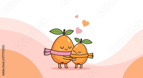 Orange Friendship: Two Adorable Fruits Sharing Love And Cozy Moments Together