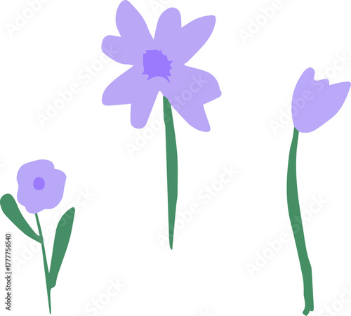 cute blue cartoon flower simple doodle for notes