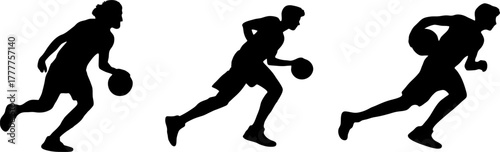 basketball player dribbling silhouette vector
