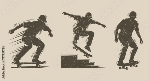 Skateboarder in Action Dynamic Skateboarding Sequence.