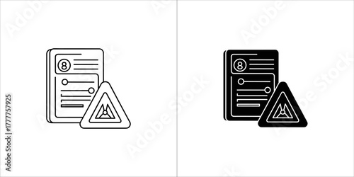 Settings and warning sign icons, one showing configuration options and the other a hazard alert