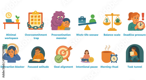 Productivity & Work–Life Balance Icons