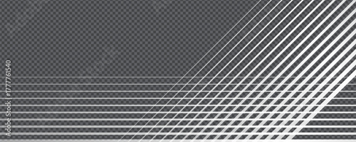 Gradient transition lattice with diagonal and horizontal stripe pattern in vector composition. Transparent bg design shows metallic line gradation and geometric fade effect for modern layout.