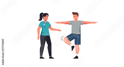 Physical Therapy Session Depicts Knee Exercise Instruction And Rehabilitation Process