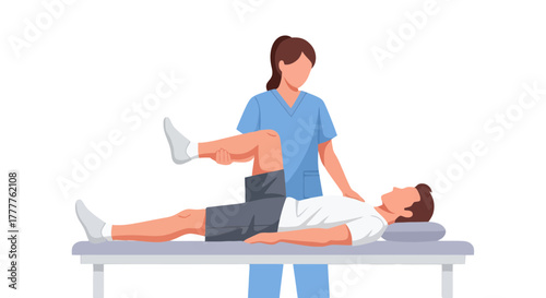 Physical Therapist Helping Patient Recovering From Injury With A Leg Exercise Treatment