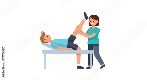 Physiotherapist Helping Patient with Leg Stretch Exercise on Bed for Better Health