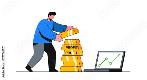 Profit Accumulation And Successful Investment Strategy Depicted In Digital Illustration
