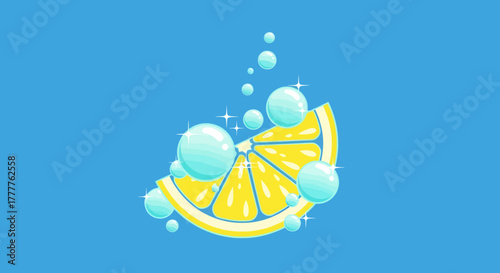 Refreshing Lemon Slice With Bubbles: A Zesty, Sparkling, And Cool Visual