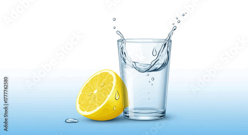 Refreshing Lemon Water Splash Depicting Hydration and Zesty Citrus Flavor in Still Life
