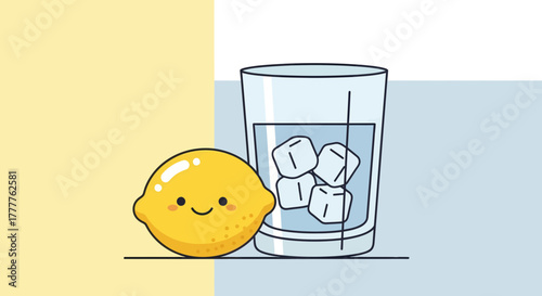 Refreshing Lemonade Delight: A Charming Illustration Of Citrus And Iced Beverage