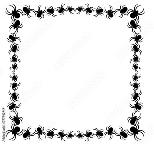 Halloween square frame made with spiders forming a creepy web border