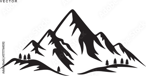 Mountain vector silhouette, icon, logo, illustration on white background