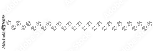 Paw vector foot trail print featuring cat, dog, and puppy silhouettes in diagonal tracks, ideal for t-shirts, backgrounds, patterns, websites, showcases, greeting cards, children's prints, and more.