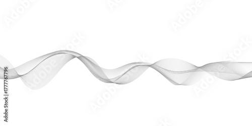 Vector wavy grey lines flowing smooth digital futuristic technology curve ocean black gradient color on transparent background. Design for technology, science, music, sound, banner, poster, modern.	
