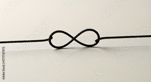 Infinity symbol rope black eternity endless loop forever knot string figure eight shape concept
