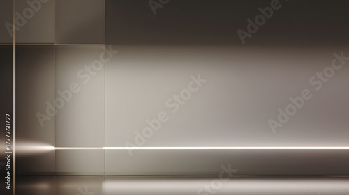 Wallpaper Mural Minimal Futuristic Metallic Wall with Soft Ambient Lighting Torontodigital.ca