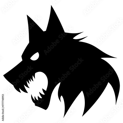 Angry Wolf Head Solid Illustration