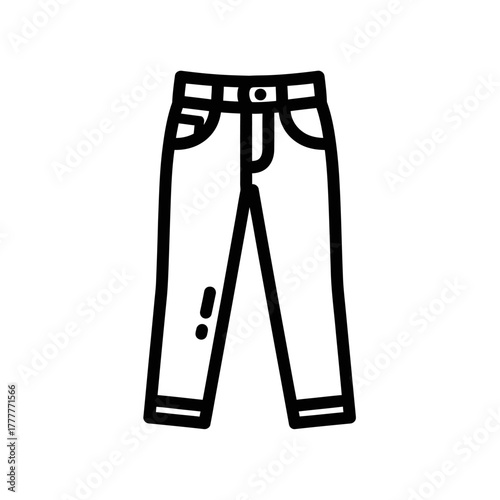 Simple black outline icon of casual trousers with belt loops, pockets, and cuffs.