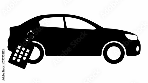 Streamlined car silhouette with fuel pump icon, symbol of gas prices, transportation costs, and automotive industry, promoting energy savings