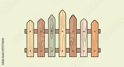 Wooden Garden Fence Illustration for Backyard and Property Boundary Designs
